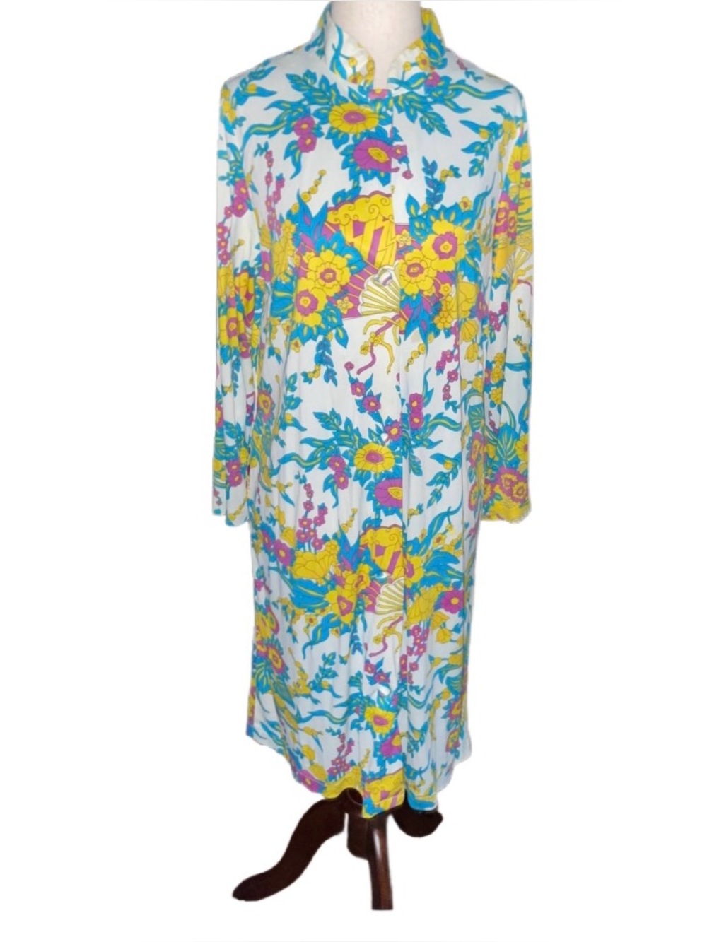 Lounge Craft ~ Medium ~ Vtg (60’s) ~ USA ~ Multi-Colors ~ Floral Nightgown Robe